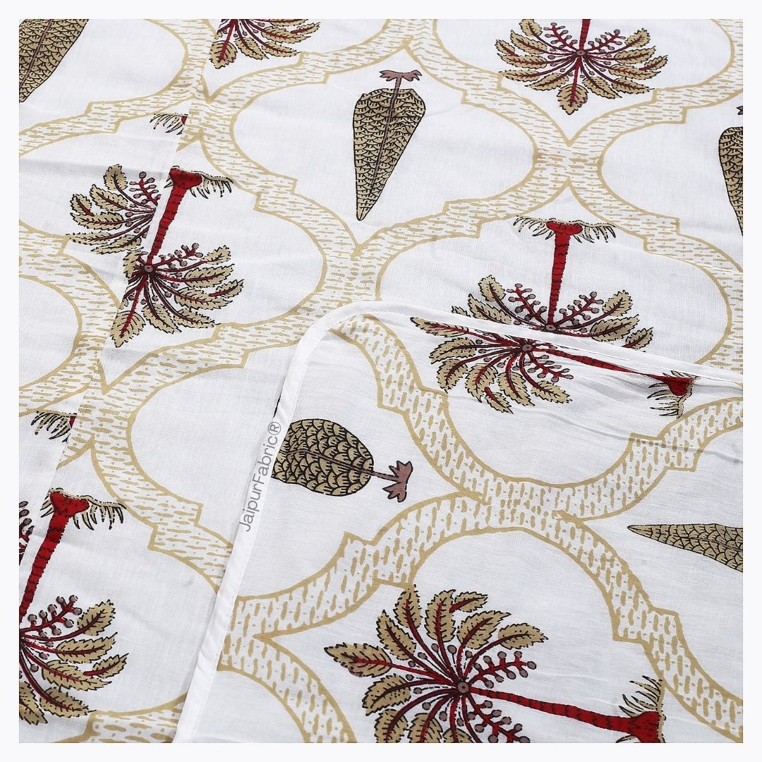 Pinklay Mocha Brown Delight Floral Jaipuri Single Bed Hand Block Print Dohar