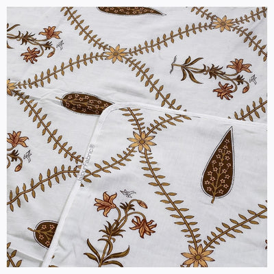 Pinklay Golden Bloom Heritage Single Bed Dohar with Yellow & Brown Floral Block Prints