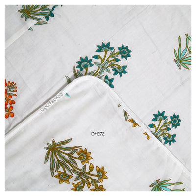 Jaipur Mela Hand Block Printed Sea Green Trees and Flowers Single Bed Dohar