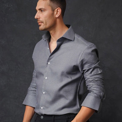 Rare Rabbit Men's Diff Blue Micro Dobby Fabric Full Sleeves Shirt
