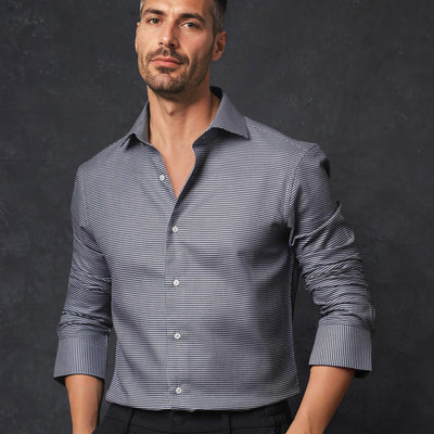 Rare Rabbit Men's Diff Blue Micro Dobby Fabric Full Sleeves Shirt