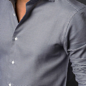 Rare Rabbit Men's Diff Blue Micro Dobby Fabric Full Sleeves Shirt