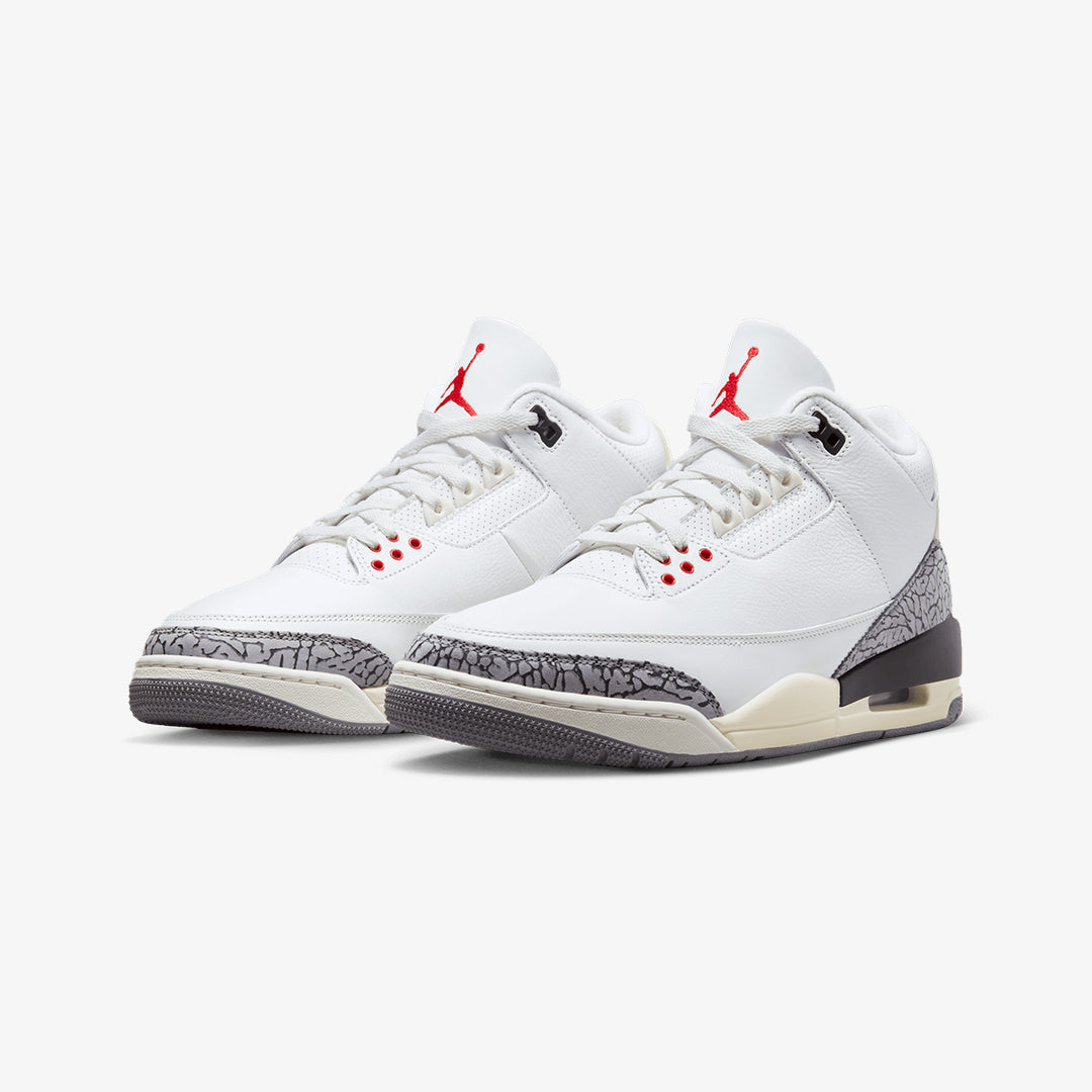 Jordan | AIR JORDAN 3 RETRO  { SUMMIT WHITE/FIRE RED-BLACK-CEMENT GREY