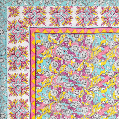 Tropical Dreamscape Colorful Lush Floral Patterns Reversible Quilt Double Bed Rajai