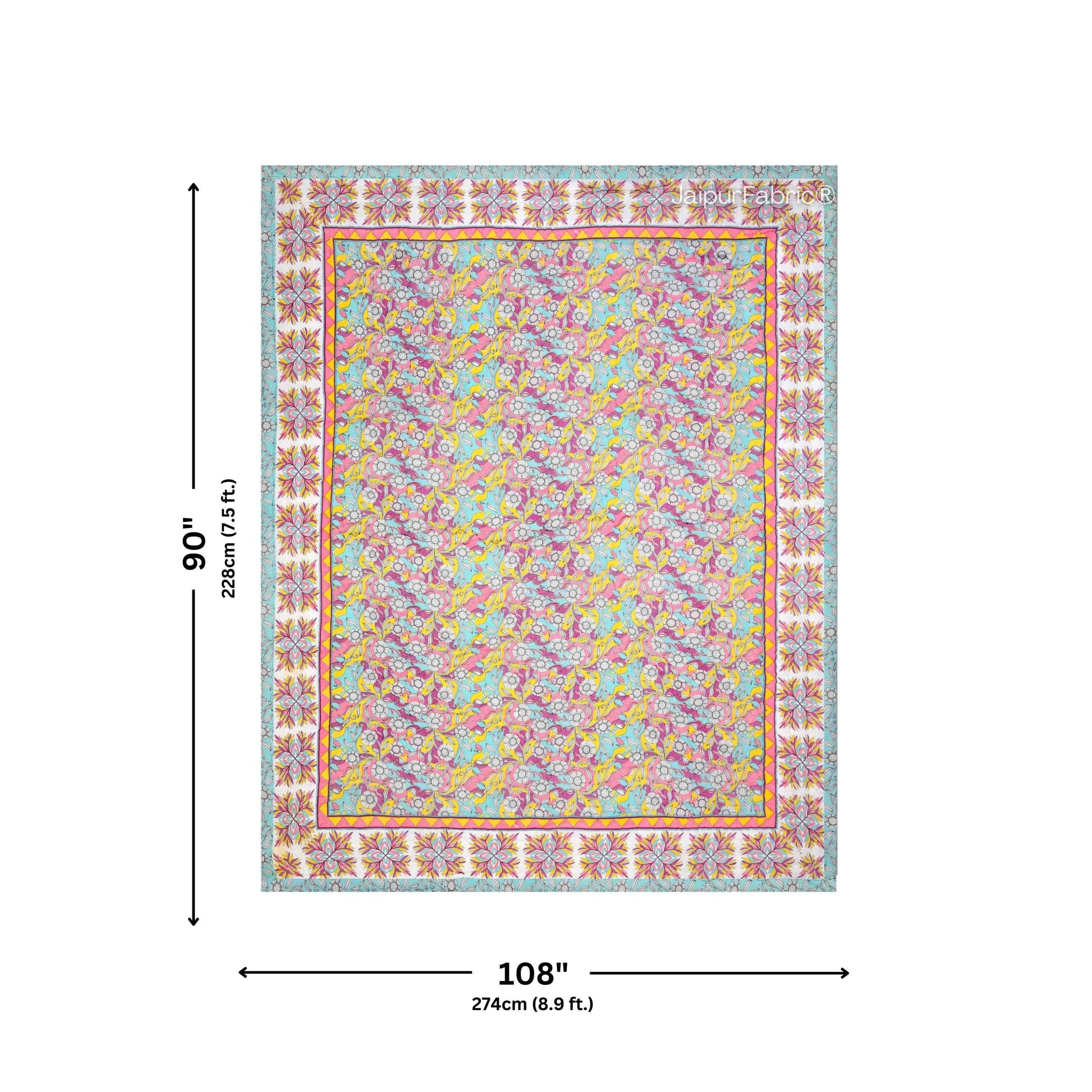 Tropical Dreamscape Colorful Lush Floral Patterns Reversible Quilt Double Bed Rajai