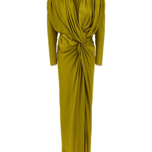 Balmain Draped Silk Dress With Knot