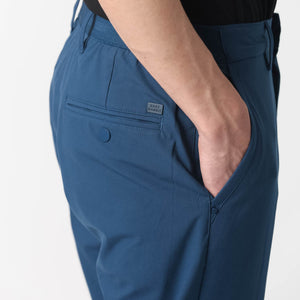 Rare Rabbit Men's Drivers Dark Blue Mid-Rise Bi-Stretch With Elastic Waistband Regular Fit Trouser