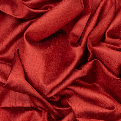 Red Handloom Dupion Silk Saree With Printed Chariot Motifs-Red