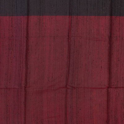 Red Handloom Dupion Silk Saree With Floral Motifs-Red