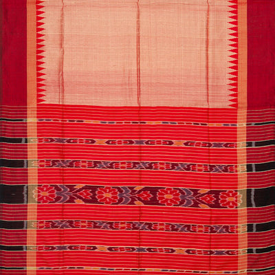 Dusty Pink Woven Dupion Silk Saree With Contrast Red Border-Dusty Pink