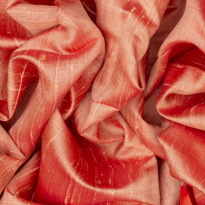 Dusty Pink Woven Dupion Silk Saree With Contrast Red Border-Dusty Pink