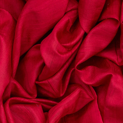 Red Woven Dupion Silk Saree With Green Border-Red