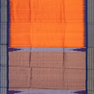 Mango Yellow Woven Dupion Silk Saree With Navy Border-Mango Yellow