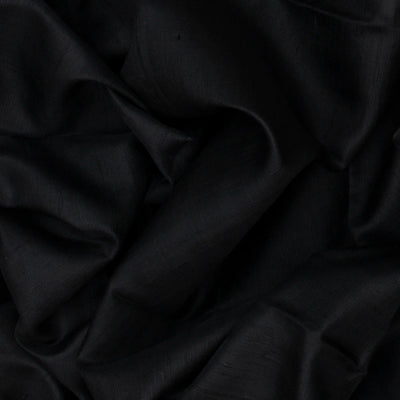 Black Woven Dupion Silk Saree With Red Border-Black