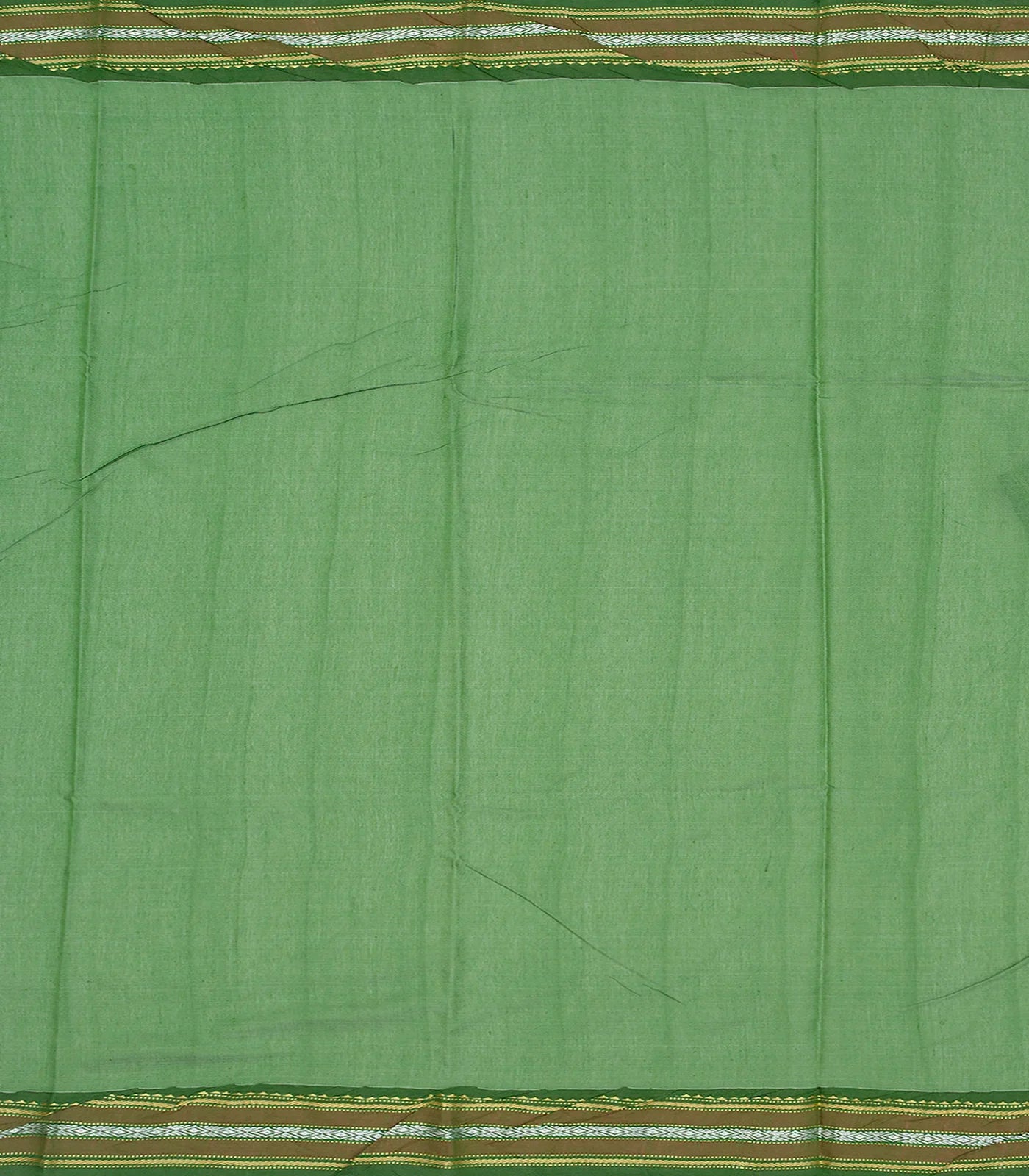 Cream Woven Dupion Silk Saree With Green Border-Cream