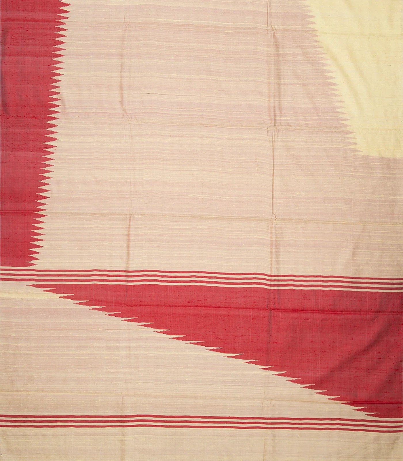 Cream Woven Dupion Silk Saree With Rising Border-Cream