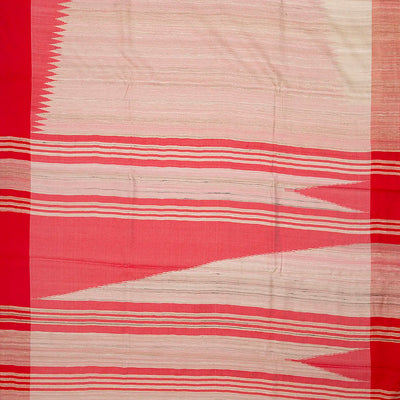 Red Woven Dupion Silk Saree With Rising Border-Red