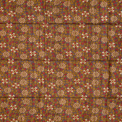 Indigo Handloom Plain Dupion Silk Saree With Printed Lord Krishna Motifs-Ink Blue