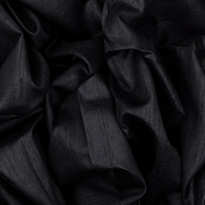 Black Handloom Plain Dupion Silk Saree With Printed Lord Krishna Motifs-Black