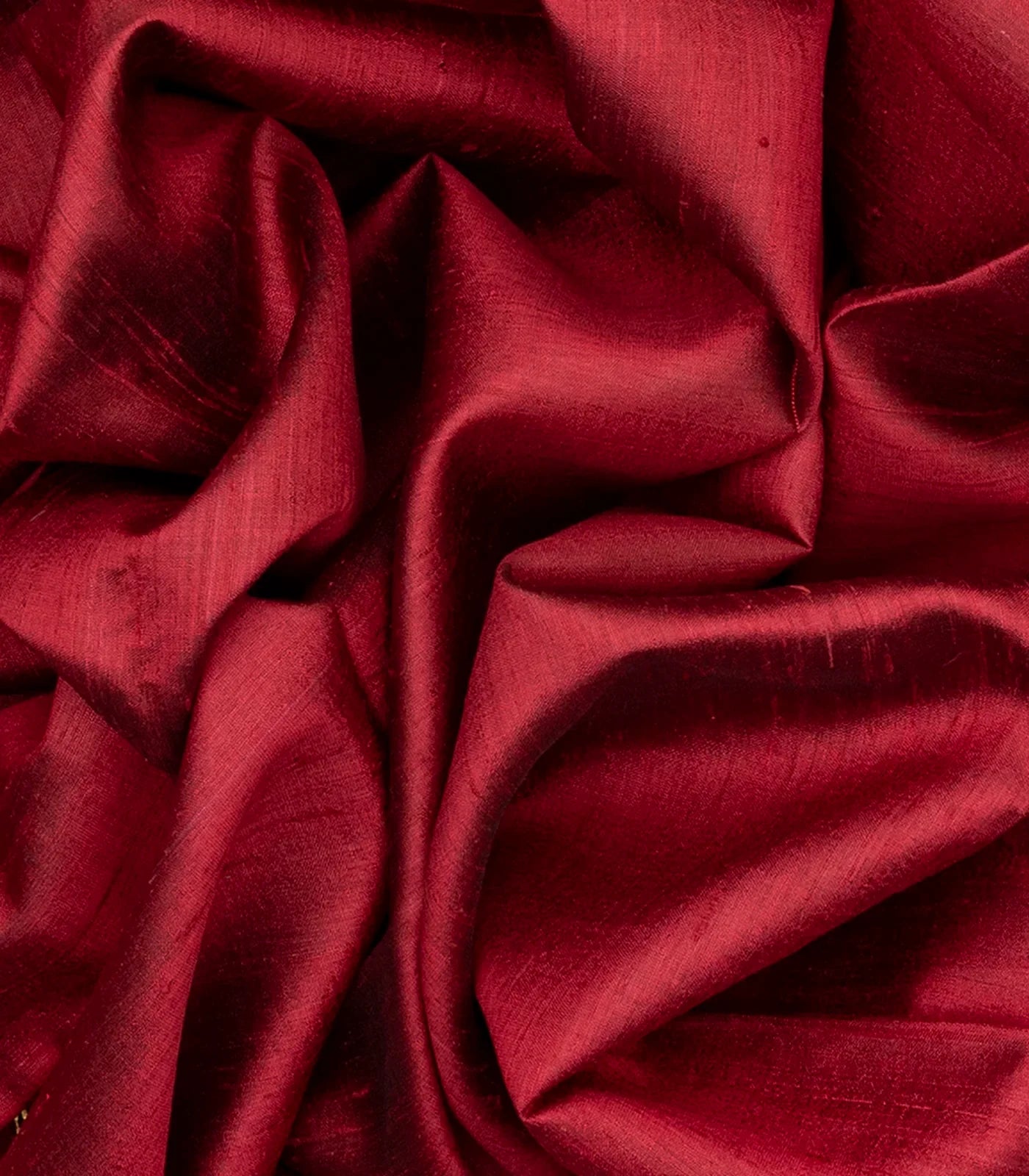 Red Handloom Plain Dupion Silk Saree With Printed Lord Krishna Motifs-Red