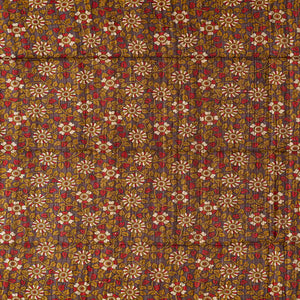 Red Handloom Plain Dupion Silk Saree With Printed Lord Krishna Motifs-Red