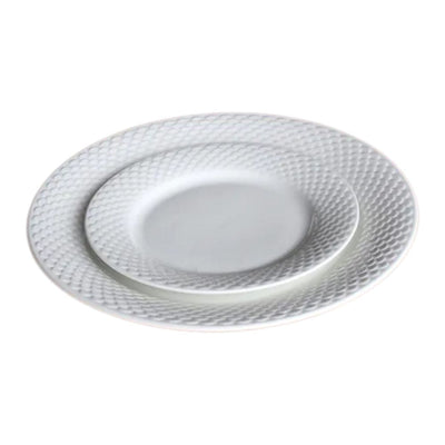 Ripple Ceramic Georgian Plain White Dinner Set | Set of 18 Pcs