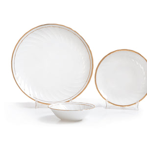 Clay Craft Ceramic Karina Elegant Goldline Dinner Set | Set of 18 Pcs