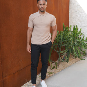 CAPO Micro Square Taupe Polo Shirt