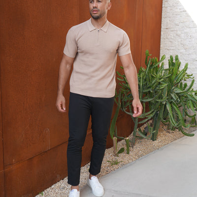 CAPO Micro Square Taupe Polo Shirt
