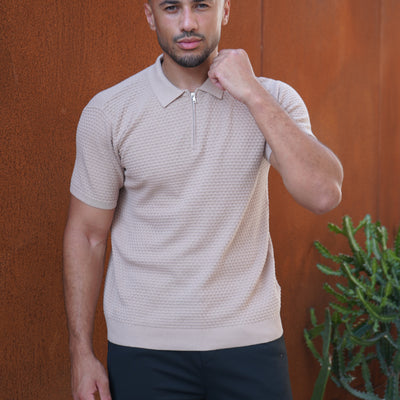 CAPO Micro Square Taupe Polo Shirt