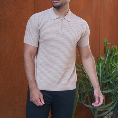 CAPO Micro Square Taupe Polo Shirt
