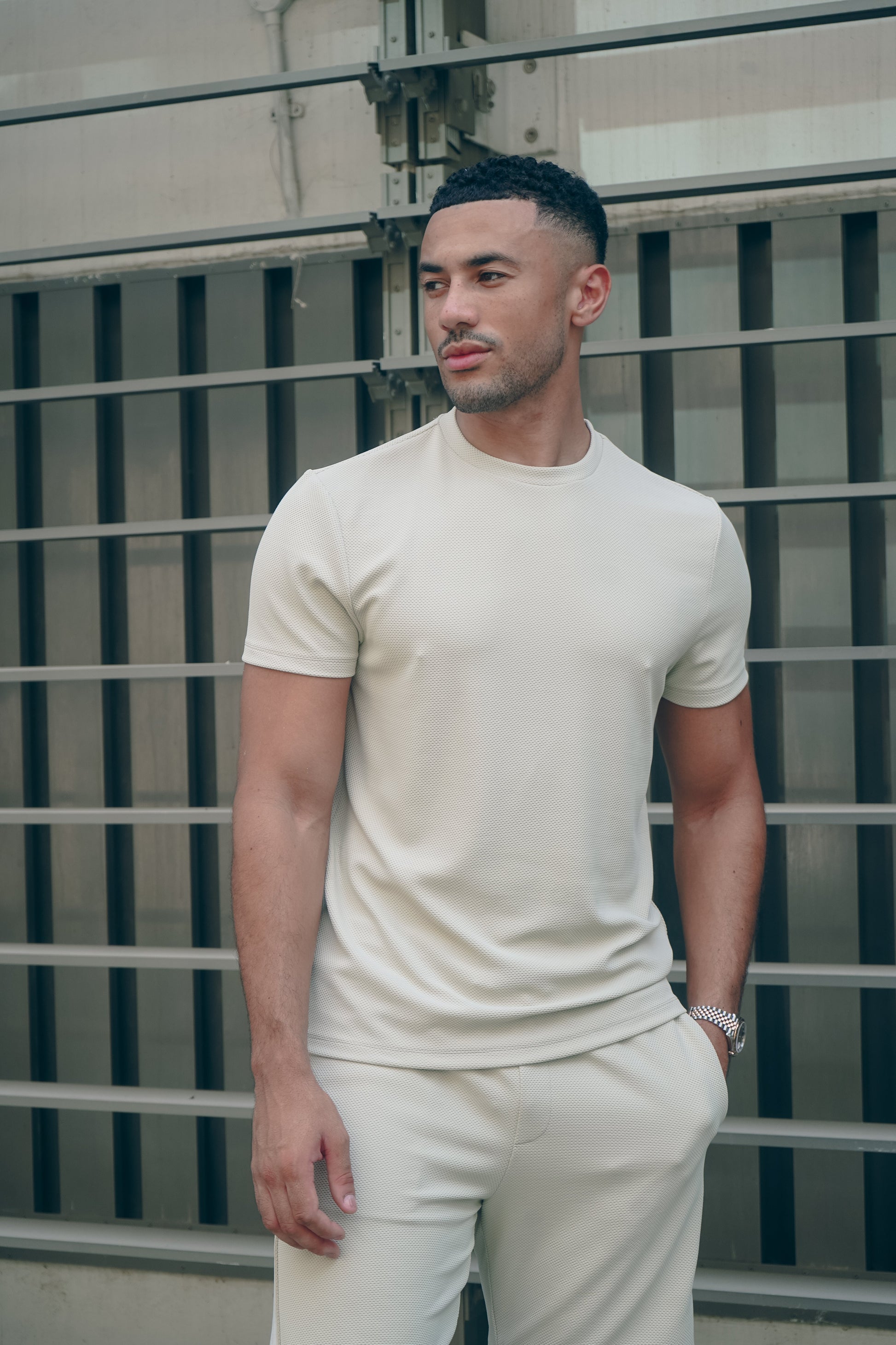 CAPO Textured Light Beige T-Shirt