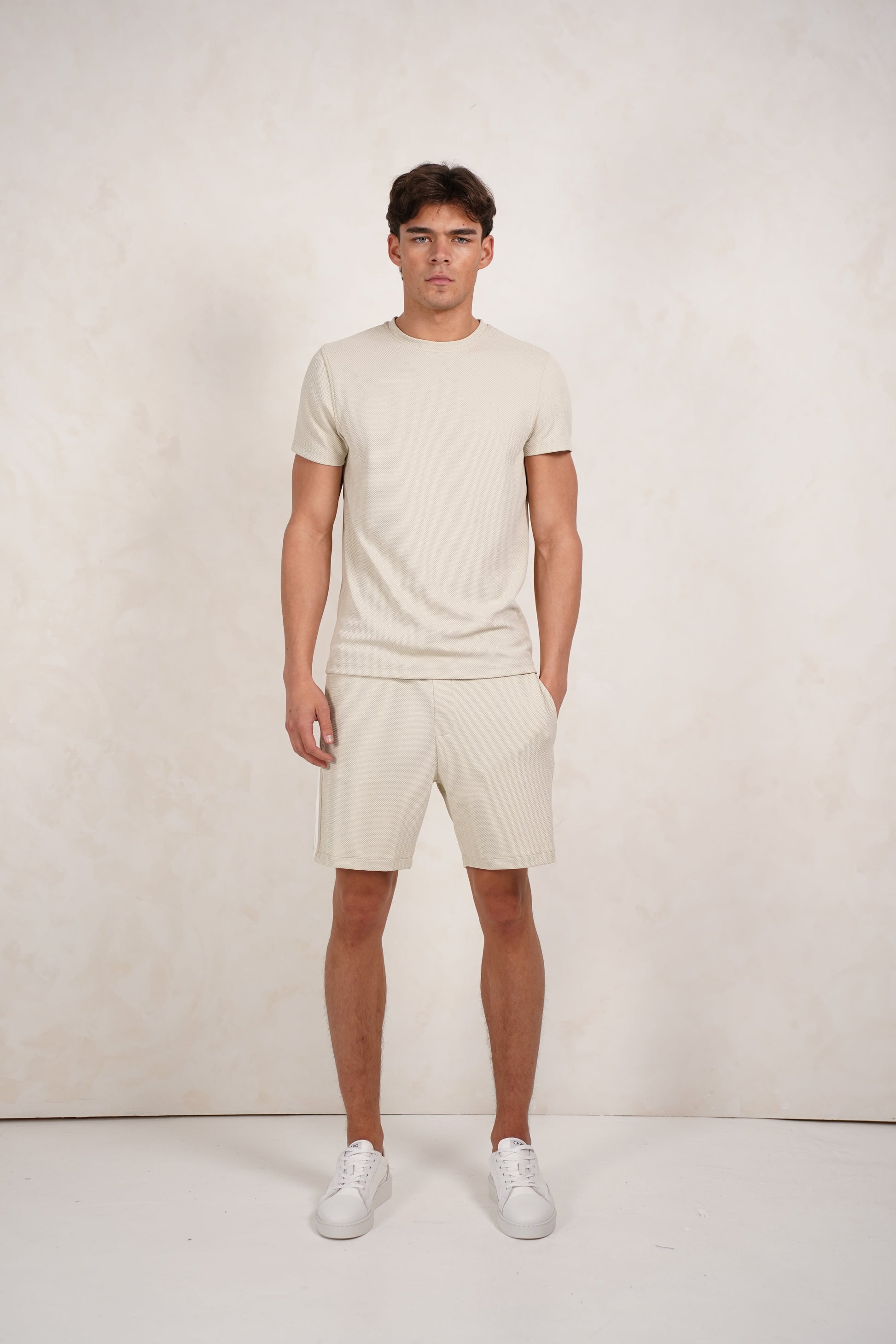 CAPO Textured Light Beige T-Shirt