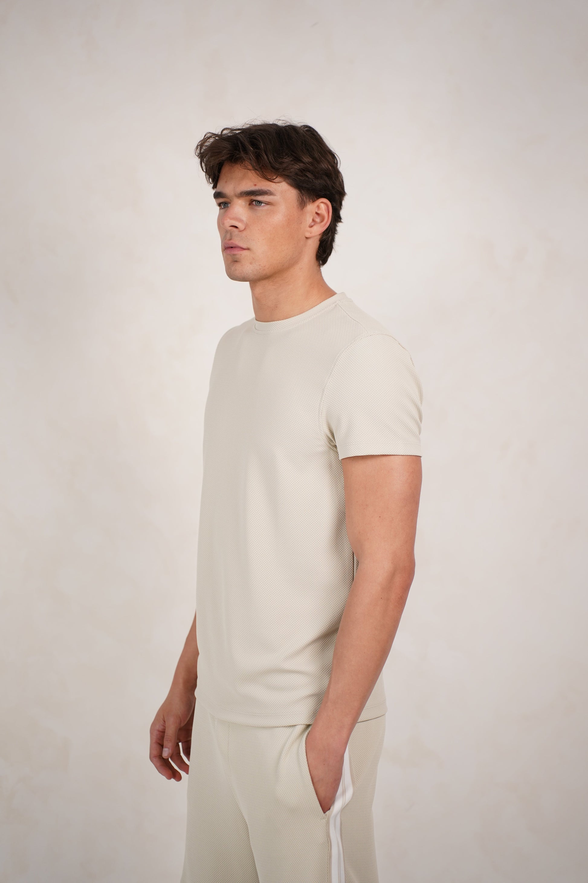 CAPO Textured Light Beige T-Shirt