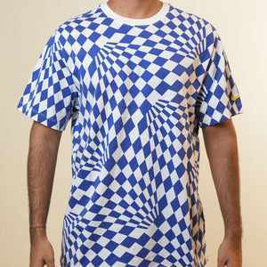 Nike Blue White Checkered Tshirt