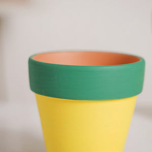 Green Rim Yellow Clay Pot Set Of 4