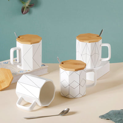 Textured Mug With Wooden Lid