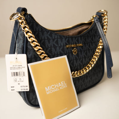 Michael Kors Heritage Blue Jet Set Charm Logo Medium Shoulder Bag