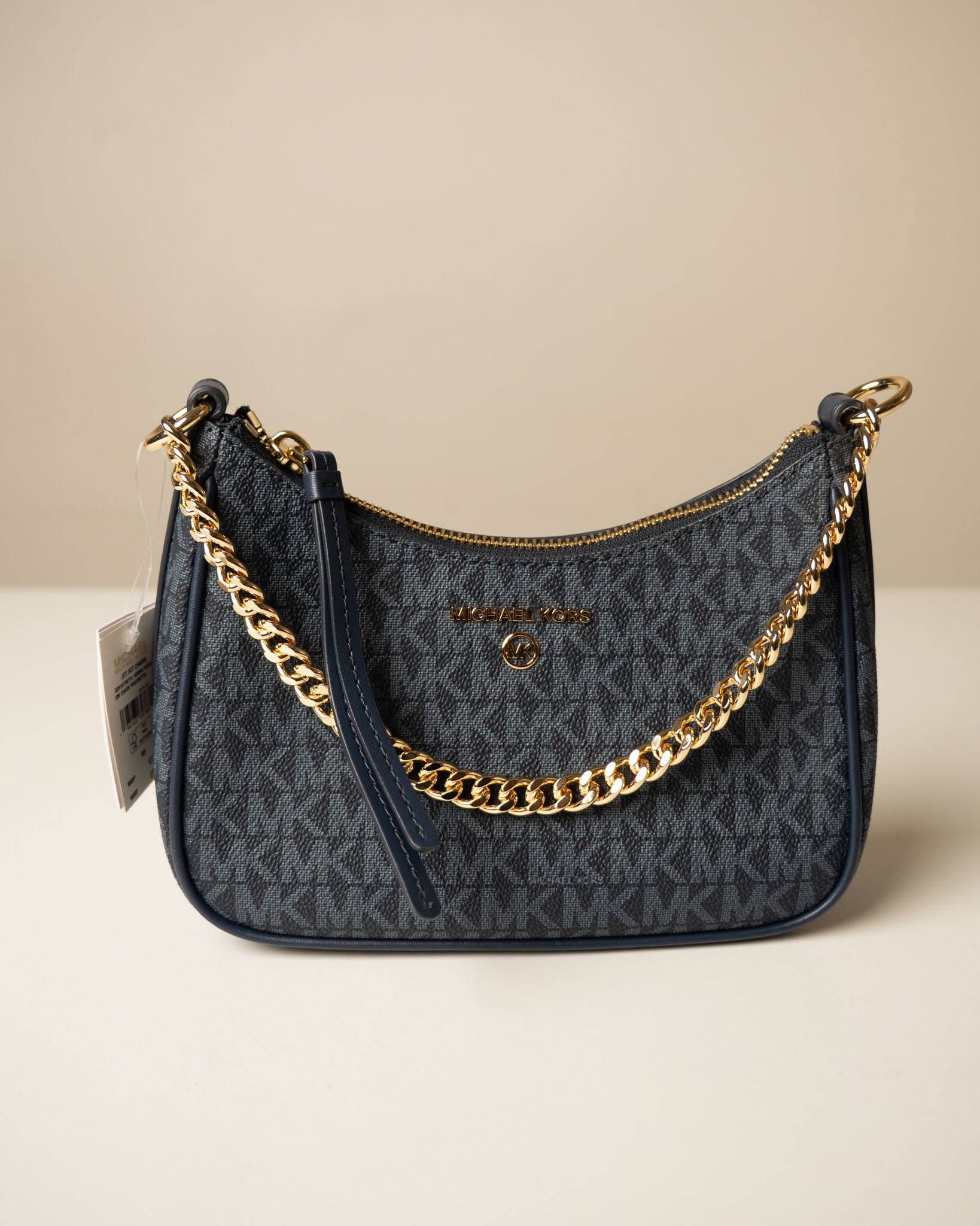 Michael Kors Heritage Blue Jet Set Charm Logo Medium Shoulder Bag