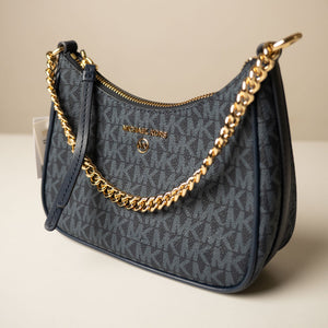 Michael Kors Heritage Blue Jet Set Charm Logo Medium Shoulder Bag