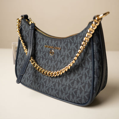 Michael Kors Heritage Blue Jet Set Charm Logo Medium Shoulder Bag