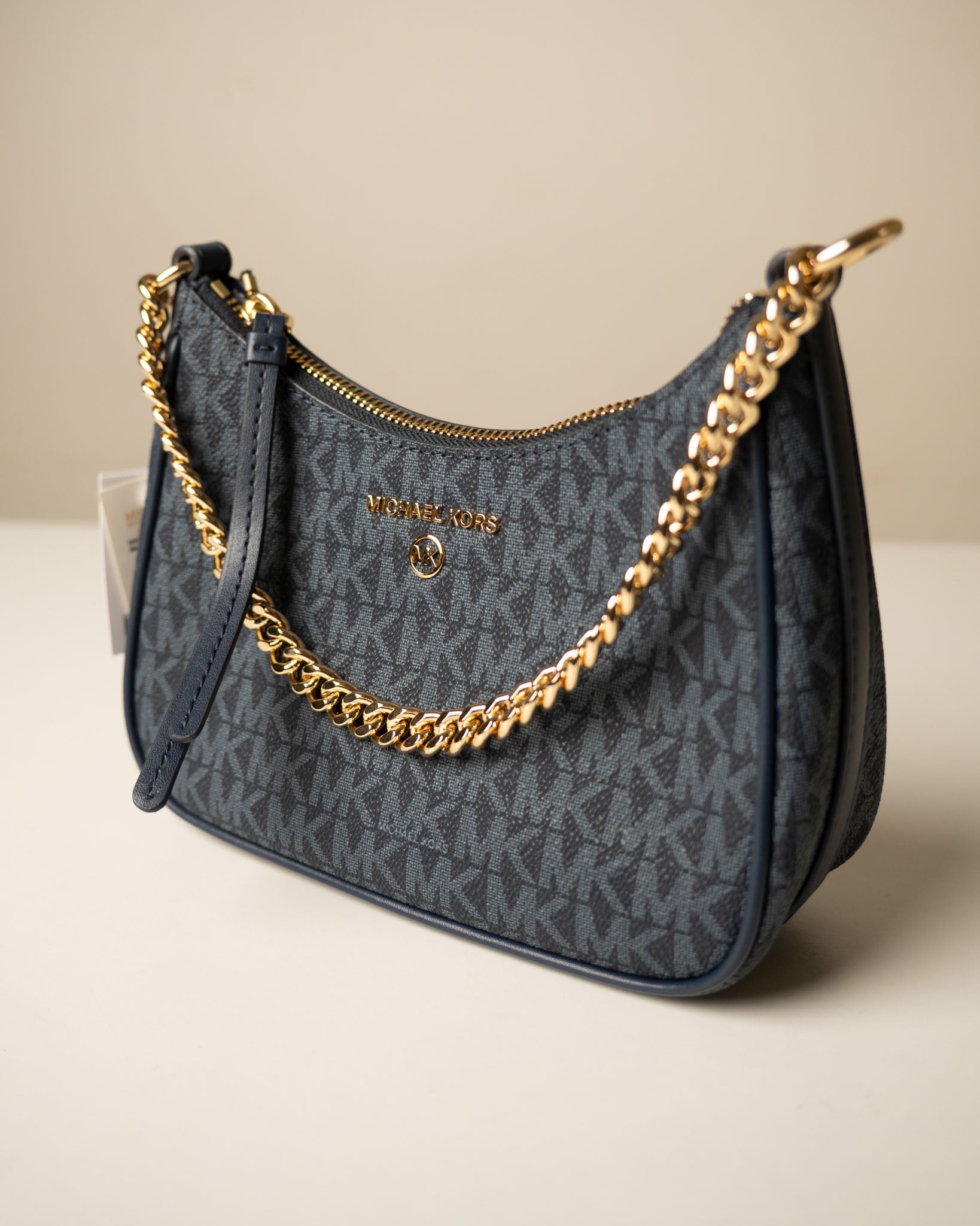 Michael Kors Heritage Blue Jet Set Charm Logo Medium Shoulder Bag