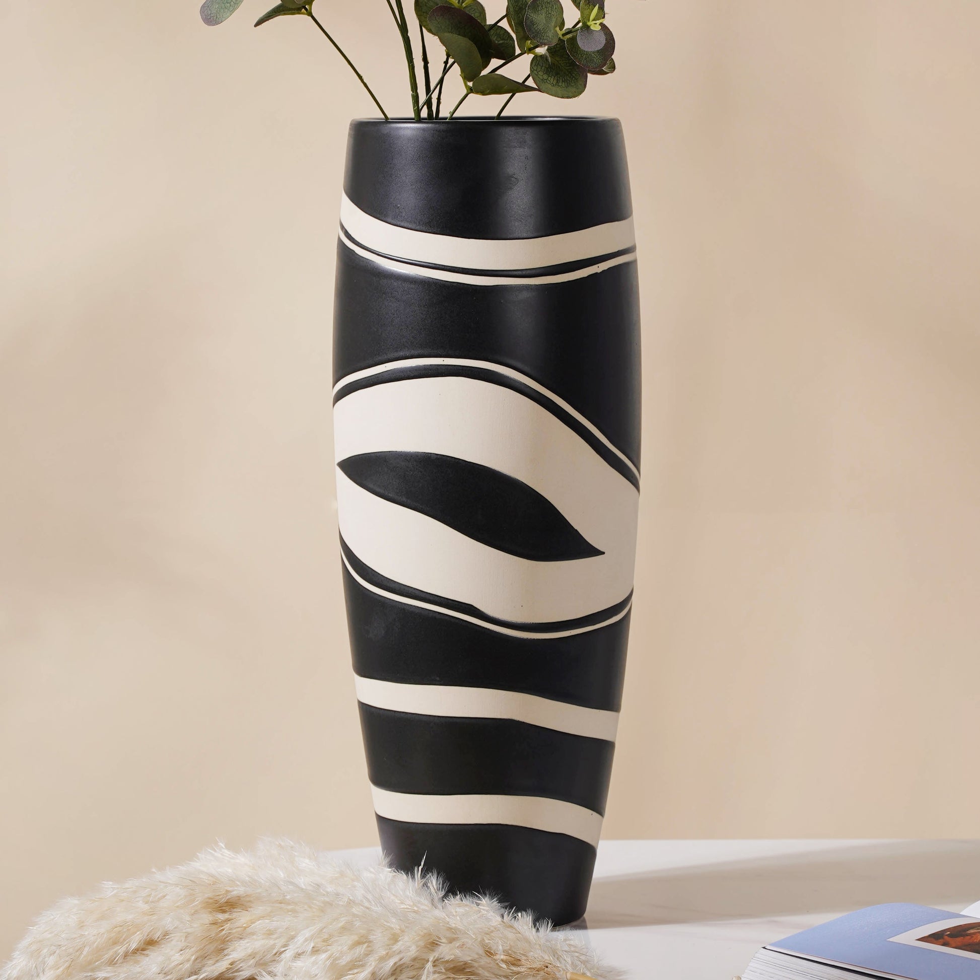 Black and White Flower Vase