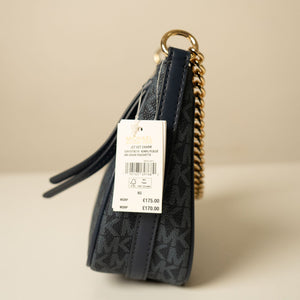 Michael Kors Heritage Blue Jet Set Charm Logo Medium Shoulder Bag