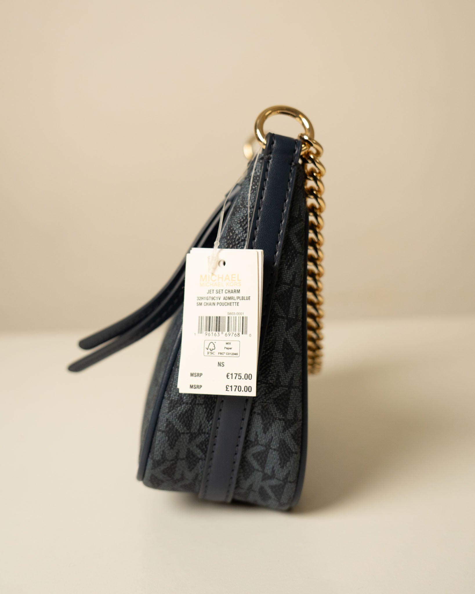 Michael Kors Heritage Blue Jet Set Charm Logo Medium Shoulder Bag