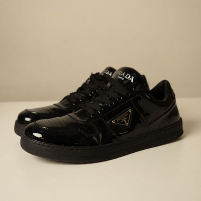 Prada Downtown Leather 'Black Patent' Sneakers