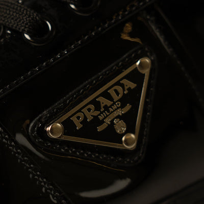 Prada Downtown Leather 'Black Patent' Sneakers