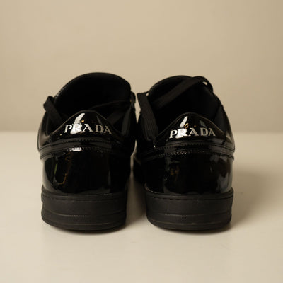 Prada Downtown Leather 'Black Patent' Sneakers
