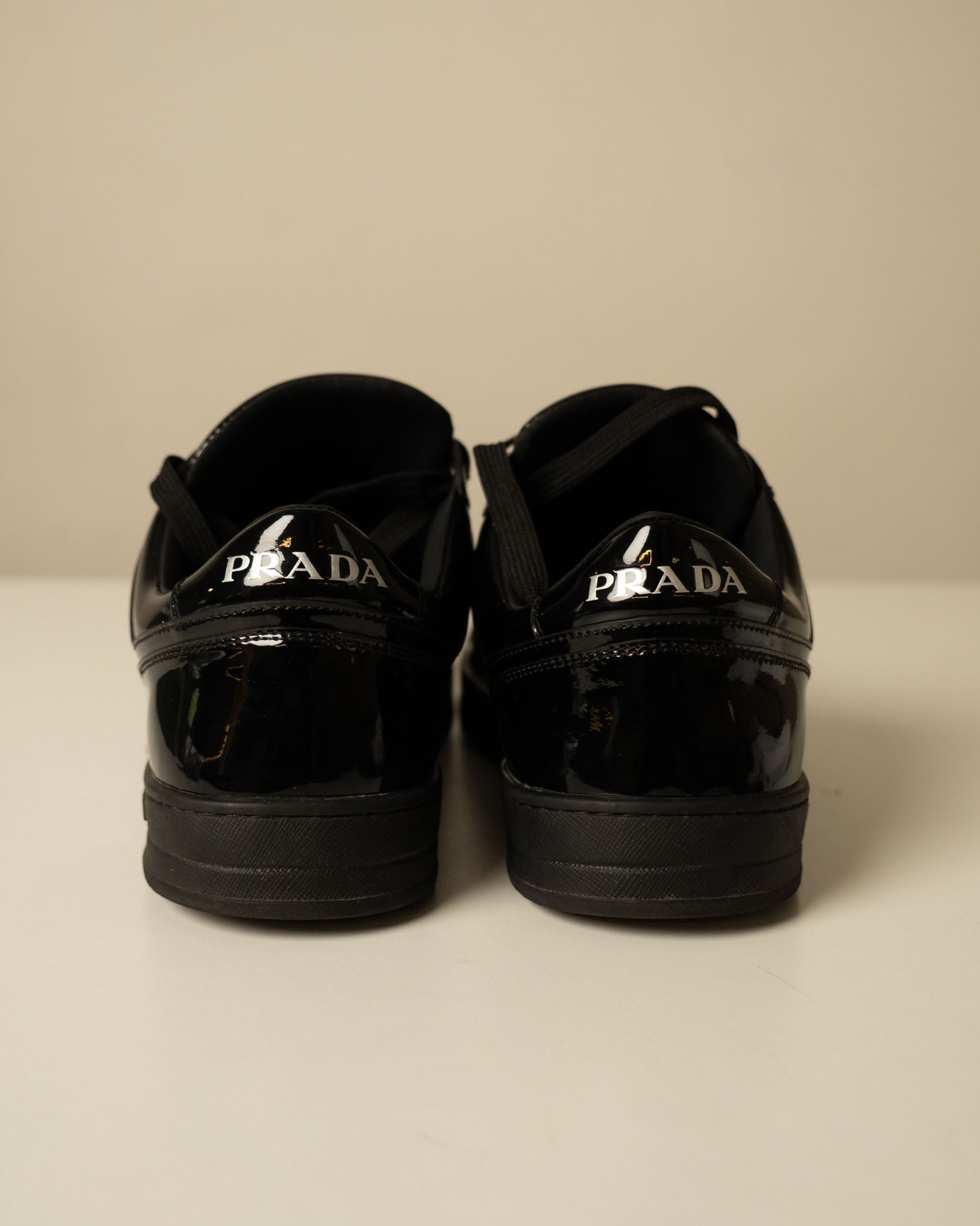 Prada Downtown Leather 'Black Patent' Sneakers