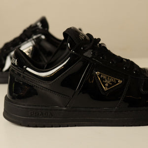 Prada Downtown Leather 'Black Patent' Sneakers